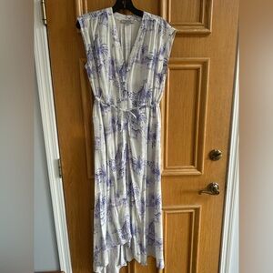 All Saints White and Lavender Printed Wrap Dress